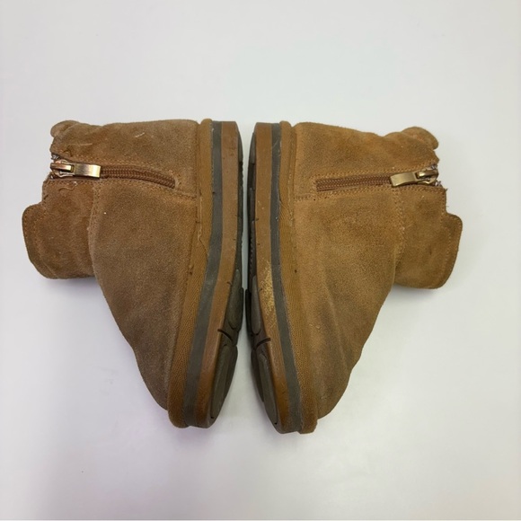 3/$30 Malu Size 10 Toddler Sheepskin Ugg Style Light Up Boots Chestnut Zip Suede - Picture 7 of 11
